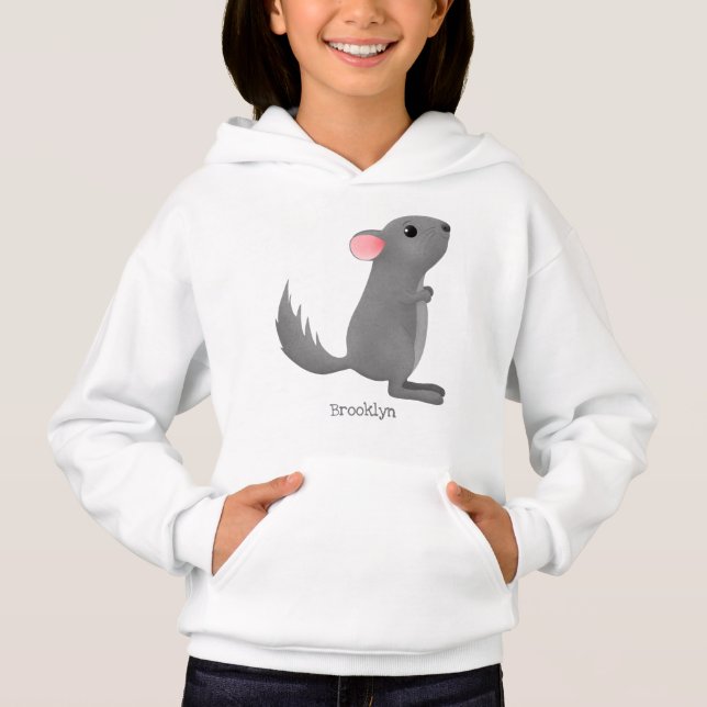 Cute grey chinchilla cartoon illustration (Front)