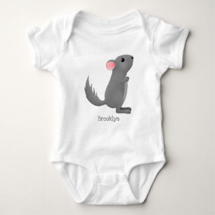 Cute grey chinchilla cartoon illustration baby bodysuit