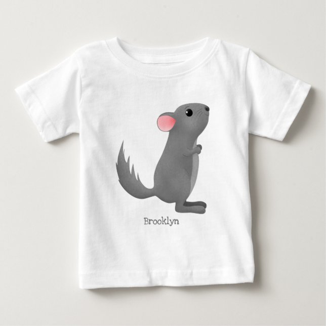 Cute grey chinchilla cartoon illustration  baby T-Shirt (Front)