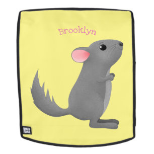 Cute grey chinchilla cartoon illustration backpack