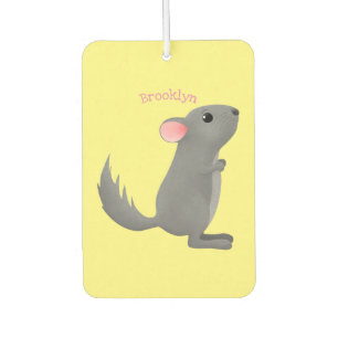 Cute grey chinchilla cartoon illustration car air freshener