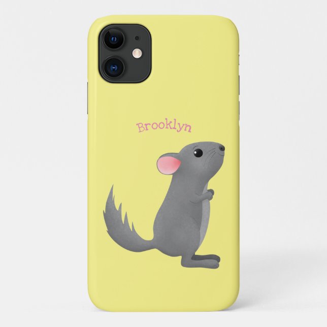 Cute grey chinchilla cartoon illustration  Case-Mate iPhone case (Back)