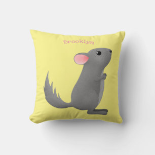 Cute grey chinchilla cartoon illustration cushion
