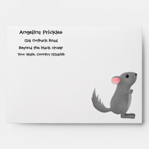 Cute grey chinchilla cartoon illustration envelope