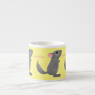 Cute grey chinchilla cartoon illustration espresso cup