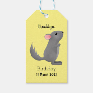 Cute grey chinchilla cartoon illustration gift tags