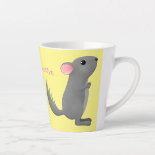 Cute grey chinchilla cartoon illustration latte mug