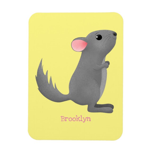 Cute grey chinchilla cartoon illustration  magnet (Vertical)