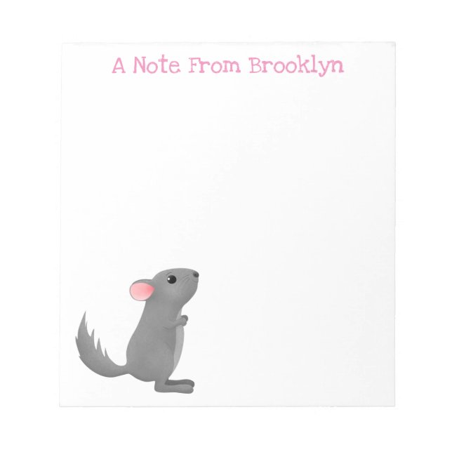 Cute grey chinchilla cartoon illustration  notepad (Front)
