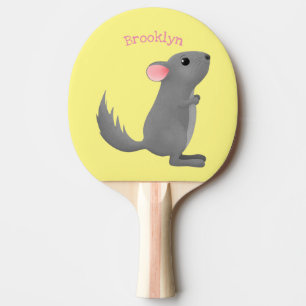 Cute grey chinchilla cartoon illustration ping pong paddle