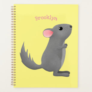 Cute grey chinchilla cartoon illustration planner