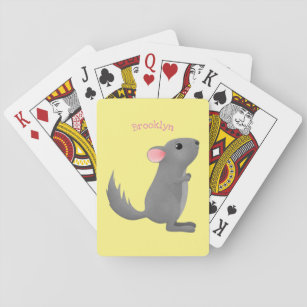 Cute grey chinchilla cartoon illustration  playing cards