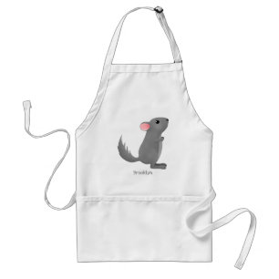 Cute grey chinchilla cartoon illustration standard apron