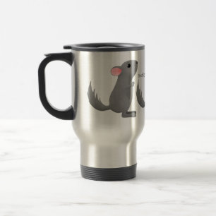 Cute grey chinchilla cartoon illustration travel mug