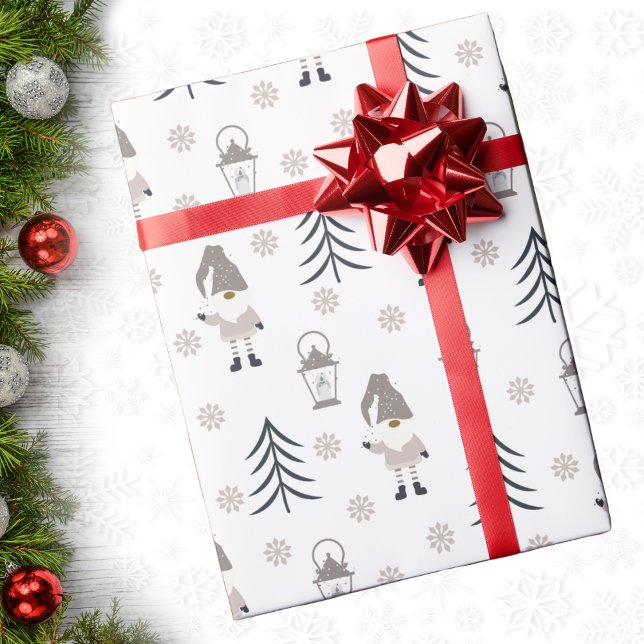 Cute Grey Christmas Gnomes Wrapping Paper (Creator Uploaded)