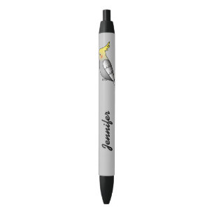 Cute Grey Cockatiel Cartoon Bird With Name Black Ink Pen