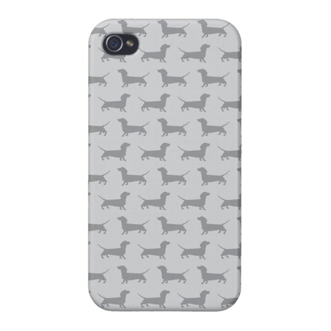 Cute Grey dachshund Dog Pattern iPhone 4 Case (Back)
