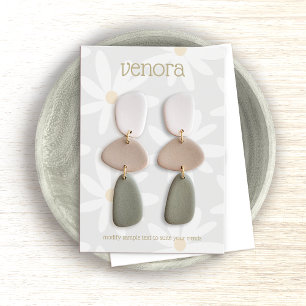 Cute Grey Daisy Floral Earring Display Card