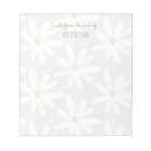 Cute Grey Daisy Floral Notepad