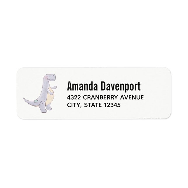 Cute Grey Dinosaur Toy Watercolor  (Front)