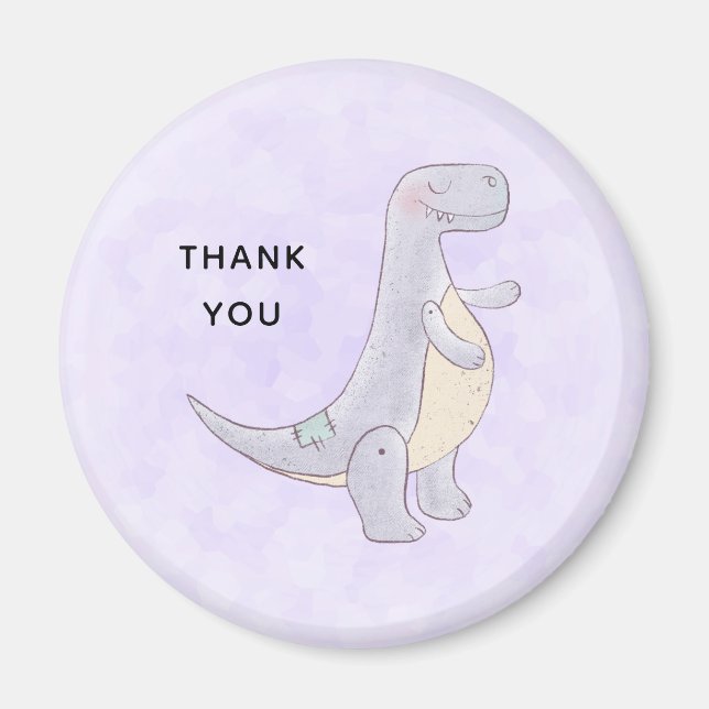 Cute Grey Dinosaur Toy Watercolor Thank You Magnet (Front)