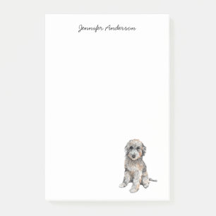Cute Grey Doodle watercolor Dog personalised Post-it Notes