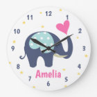 Cute Grey Elephant and Pink Heart Personalised
