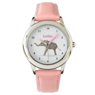 Cute Grey Elephant Animal Girly Kids Watch