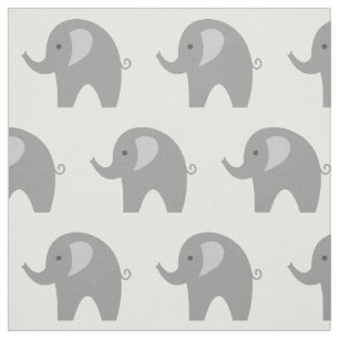 Cute grey elephant pattern fabric DIY textile