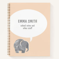 Cute Grey Elephant Speech Bubble Pale Orange Kid