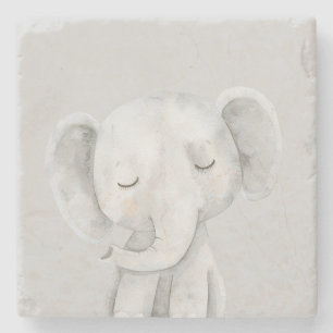 Cute Grey Elephant Stone Coaster
