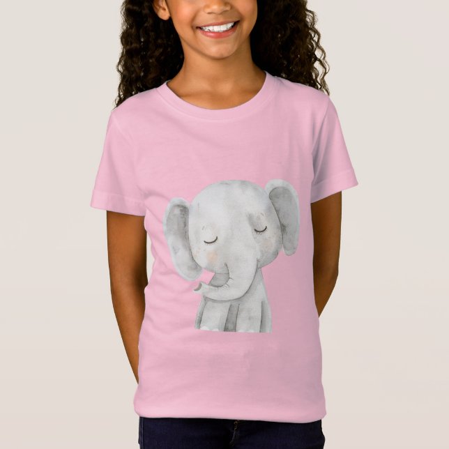 Cute Grey Elephant T-Shirt (Front)