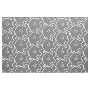 Cute Grey Elephants Pattern Fabric
