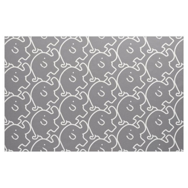 Cute Grey Elephants Pattern Fabric (Fat Quarter)
