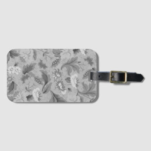 Cute grey floral pattern luggage tag