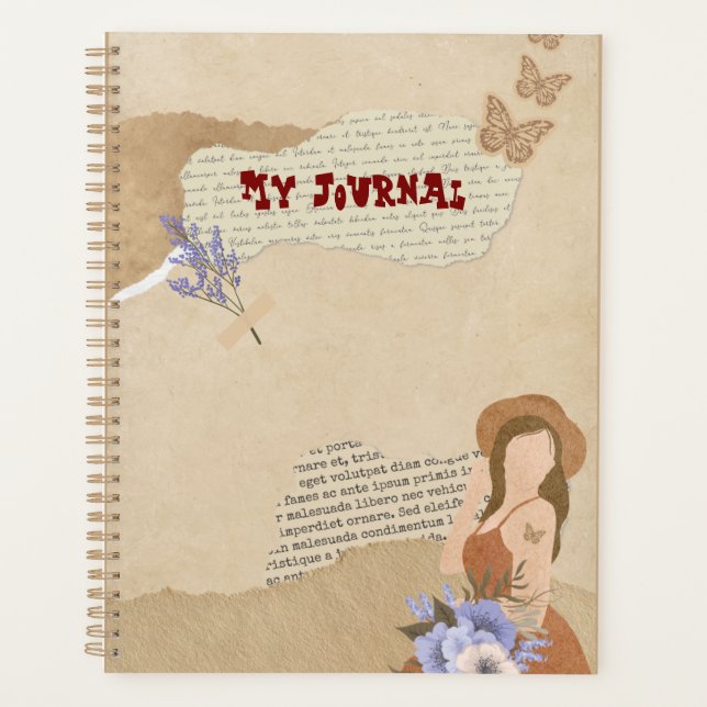 Cute grey, flower, butterfly and text planner (Front)