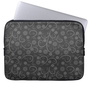 Cute grey flowers pattern laptop sleeve