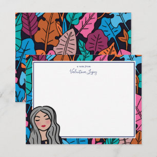 Cute Grey Hair Lady Medium Skin Tone Personalised Card