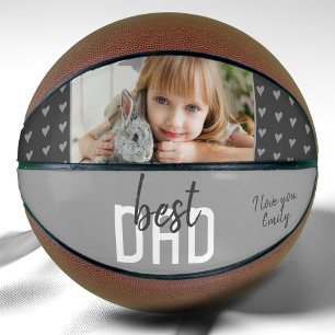 Cute Grey Heart Best Dad Photo Father`s Day Basketball