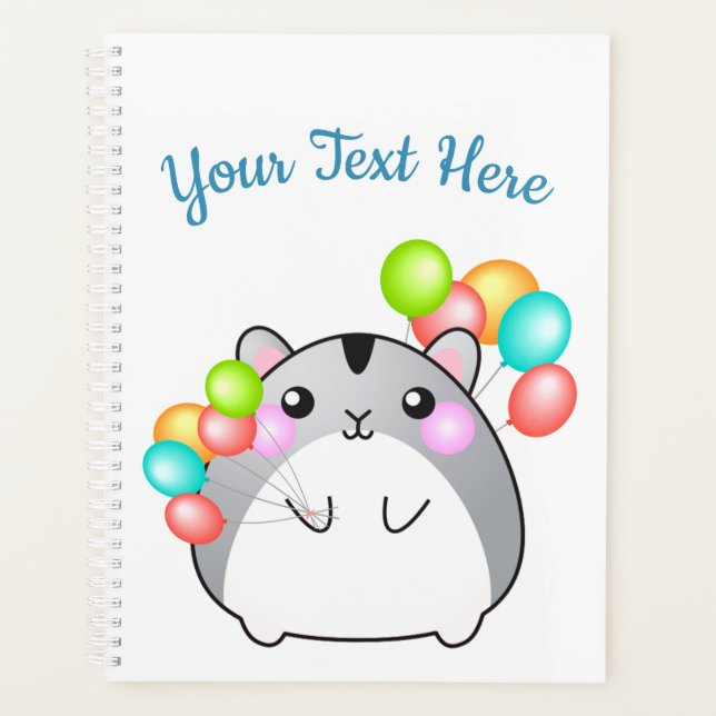 Cute Grey Kawaii Hamster Planner (Front)