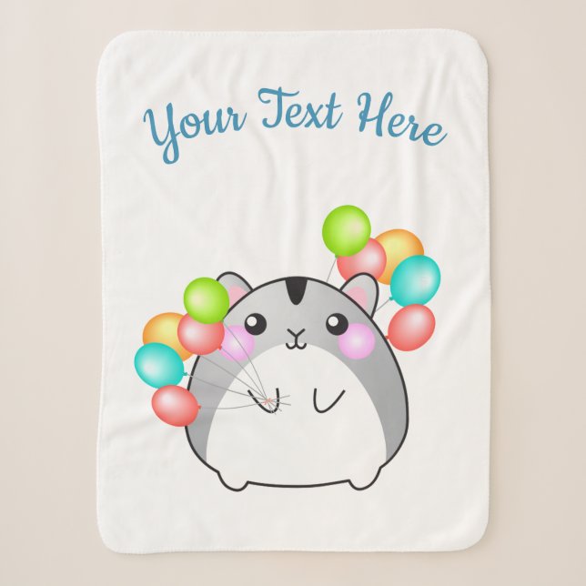 Cute Grey Kawaii Hamster Sherpa Blanket (Front)