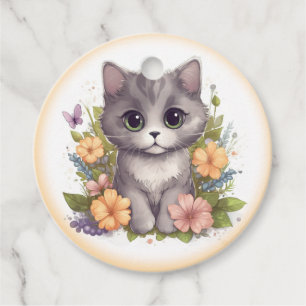 Cute Grey Kitten Thank You Favour Tags
