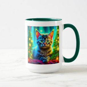 Cute Grey Kittens with Christmas Trees Mug