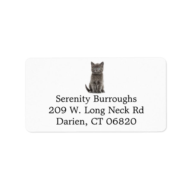 Cute Grey Kitty Cat Lover Grey Kitten Label (Front)