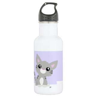 Cute Grey Kitty Water Bottle