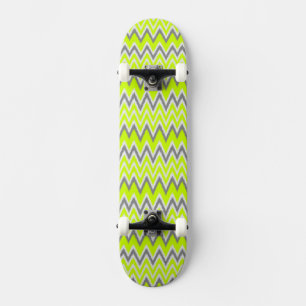 Cute grey light green zigzag stripes skateboard