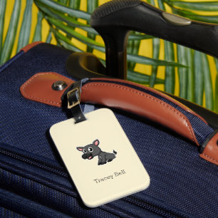 Cute grey little donkey cream luggage tag