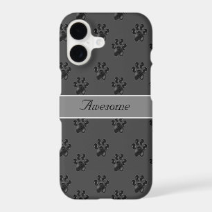 Cute grey paw pattern and calligraphy