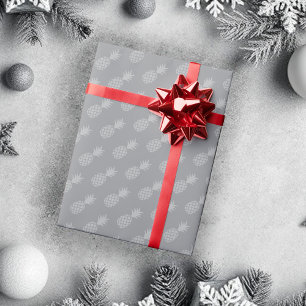 Cute Grey Pineapple Holiday Pattern Wrapping Paper