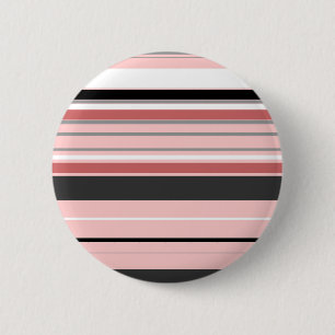 Cute grey pink stripes 6 cm round badge